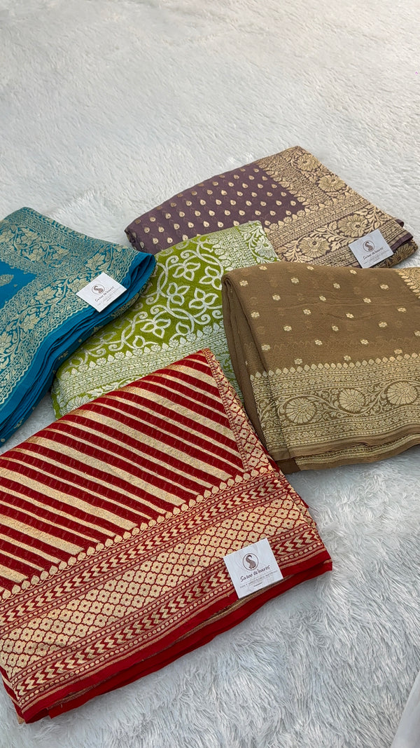 Pure Khaddi Shifon Saree