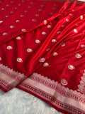 Banarasi Mashru Silk Saree in Border Buti Design in Bloody Red colour