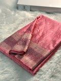 Banarasi Mashru Silk Saree with Tanchoi Weaving in Rusty Rani colour