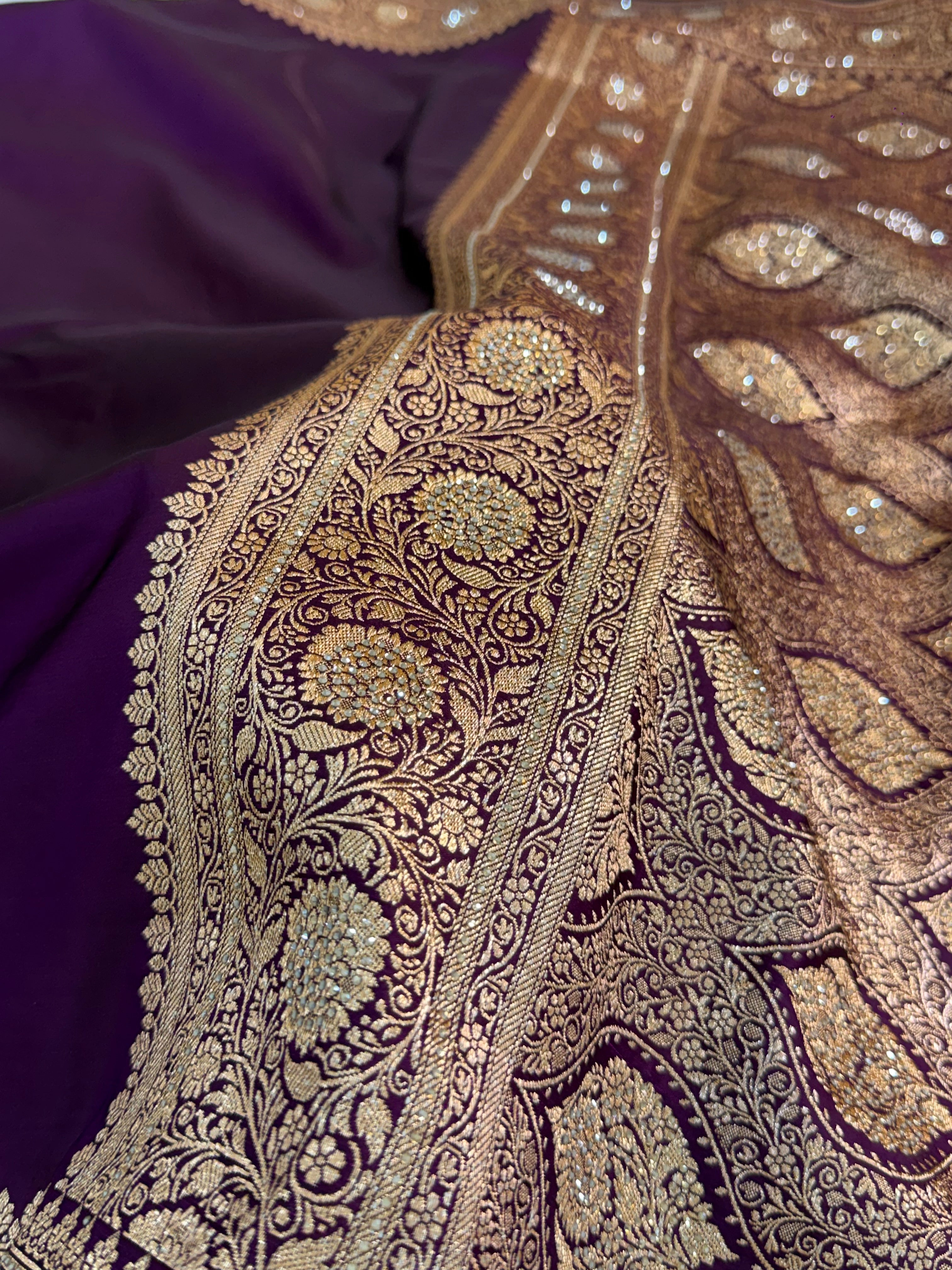 Mashru Bridal saree in Magenta color shade