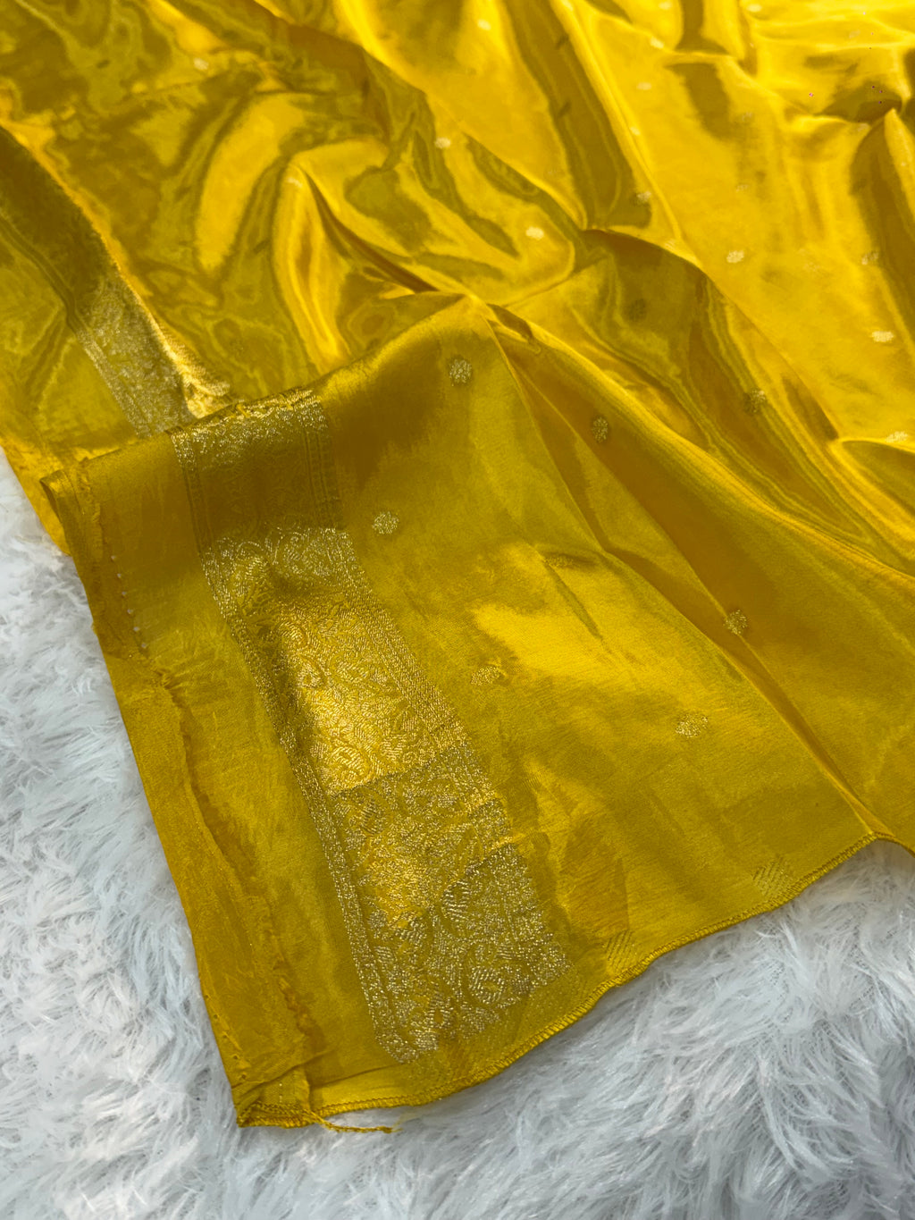 HO Silk saree in Deep Yellow Colour with Vertical Stripes design