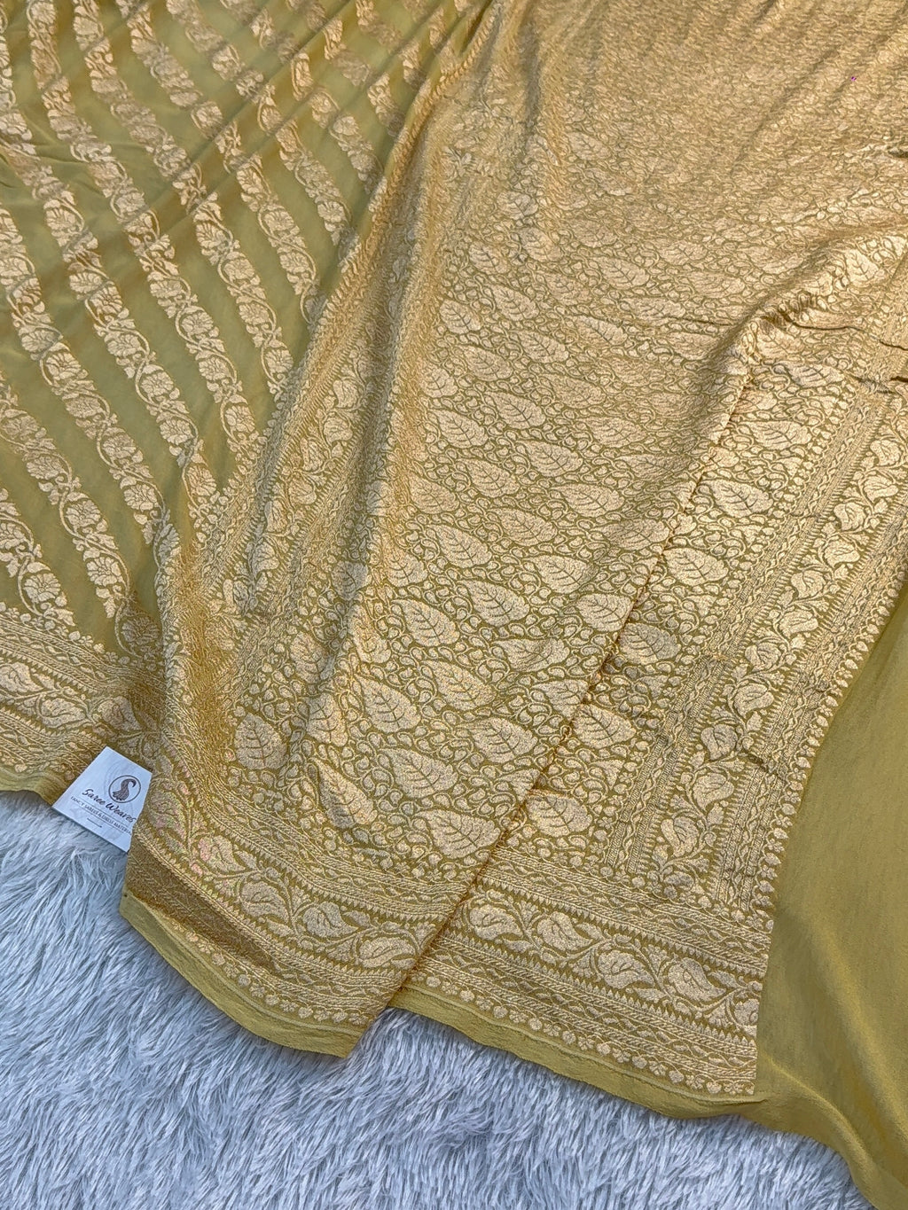 Banarasi Pure Khaddi Chiffon Saree in Floral Aada Jaal Design in Deep Maroon Colour