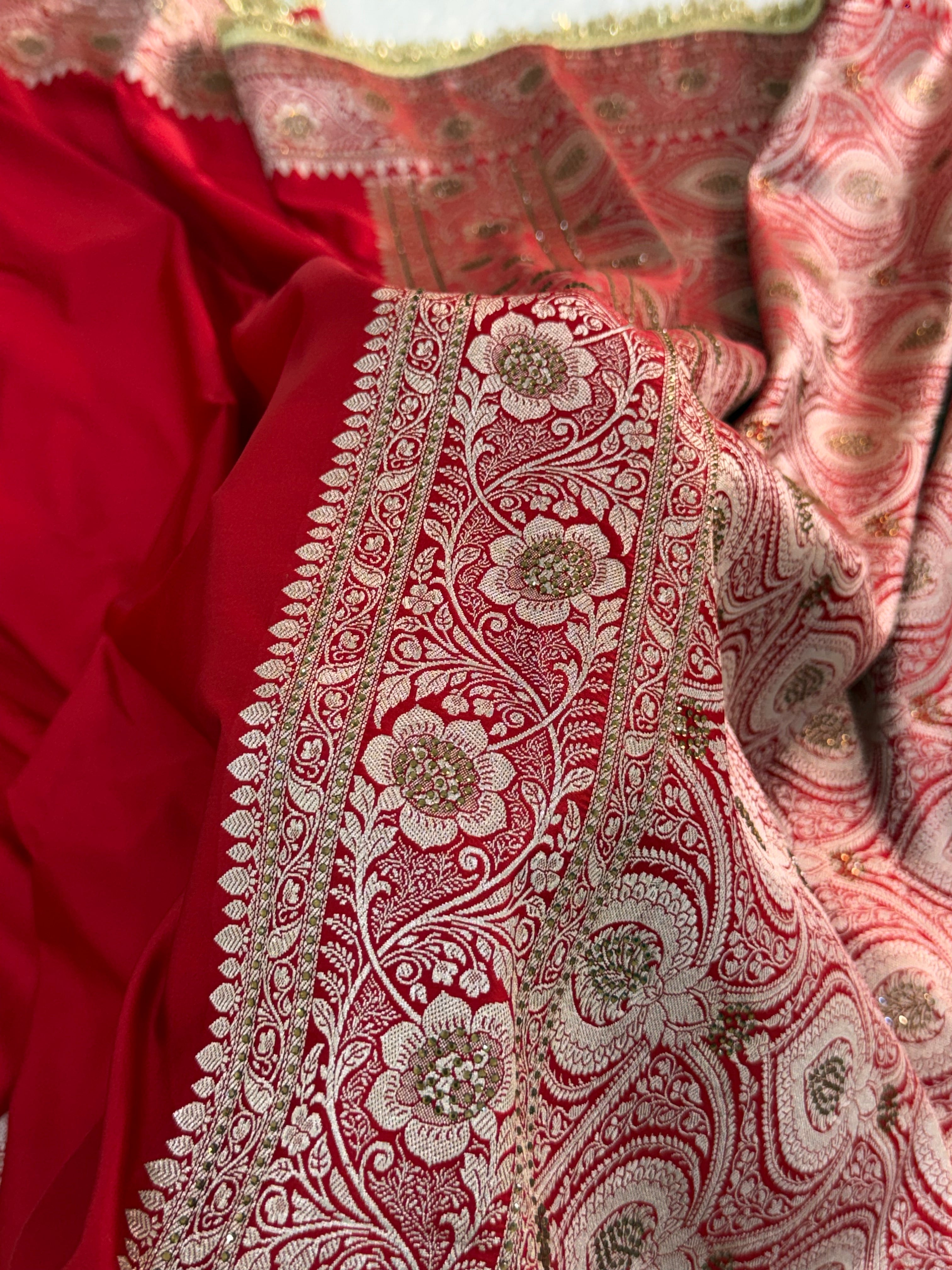 Bridal Mashru Silk Saree in Red Color Shade