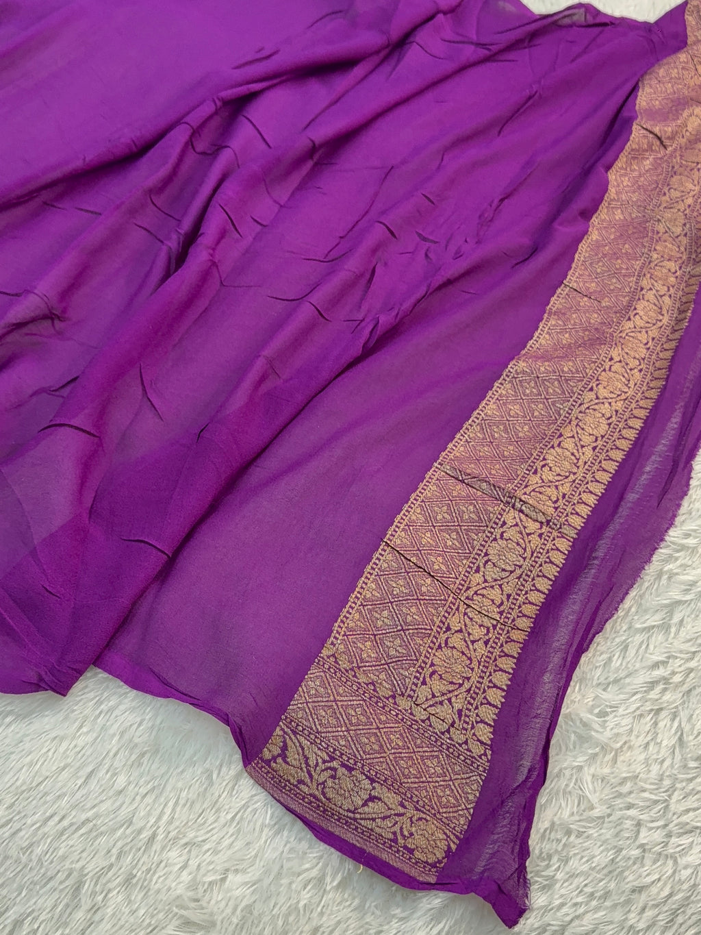 Banarasi Pure Khaddi Chiffon Saree  with Antique Zari Work In Floral Jaal Design in Peacock Blue Colour