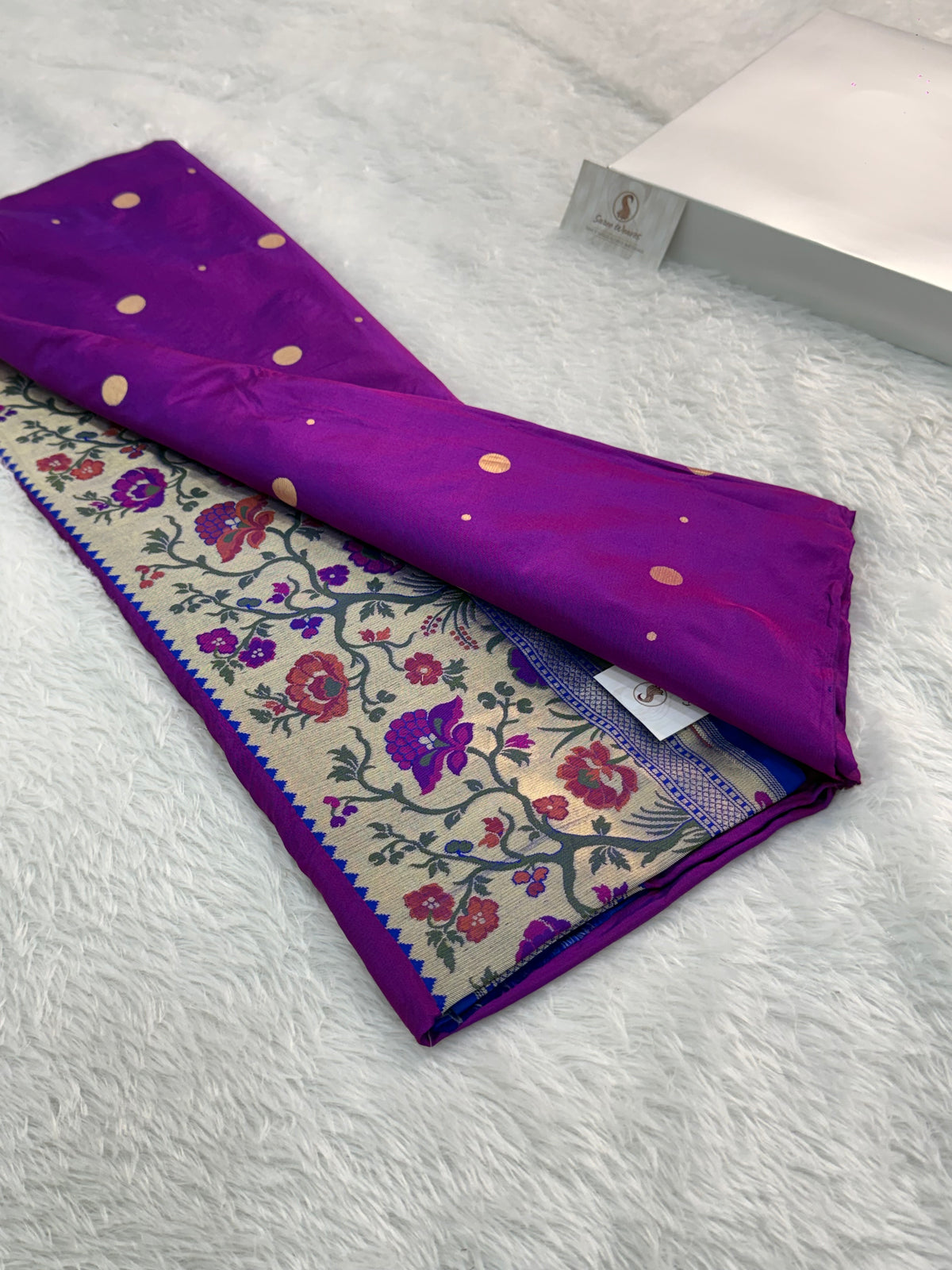 Banarasi pure katan silk saree with Paithnai meenakari jaal design in Majenta colour