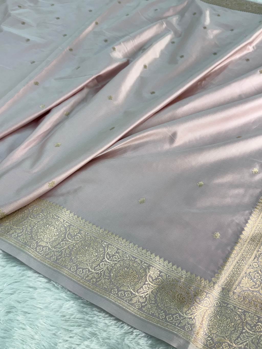 Mashru Silk BanarasiBorder Buti Saree in Baby Pink Color