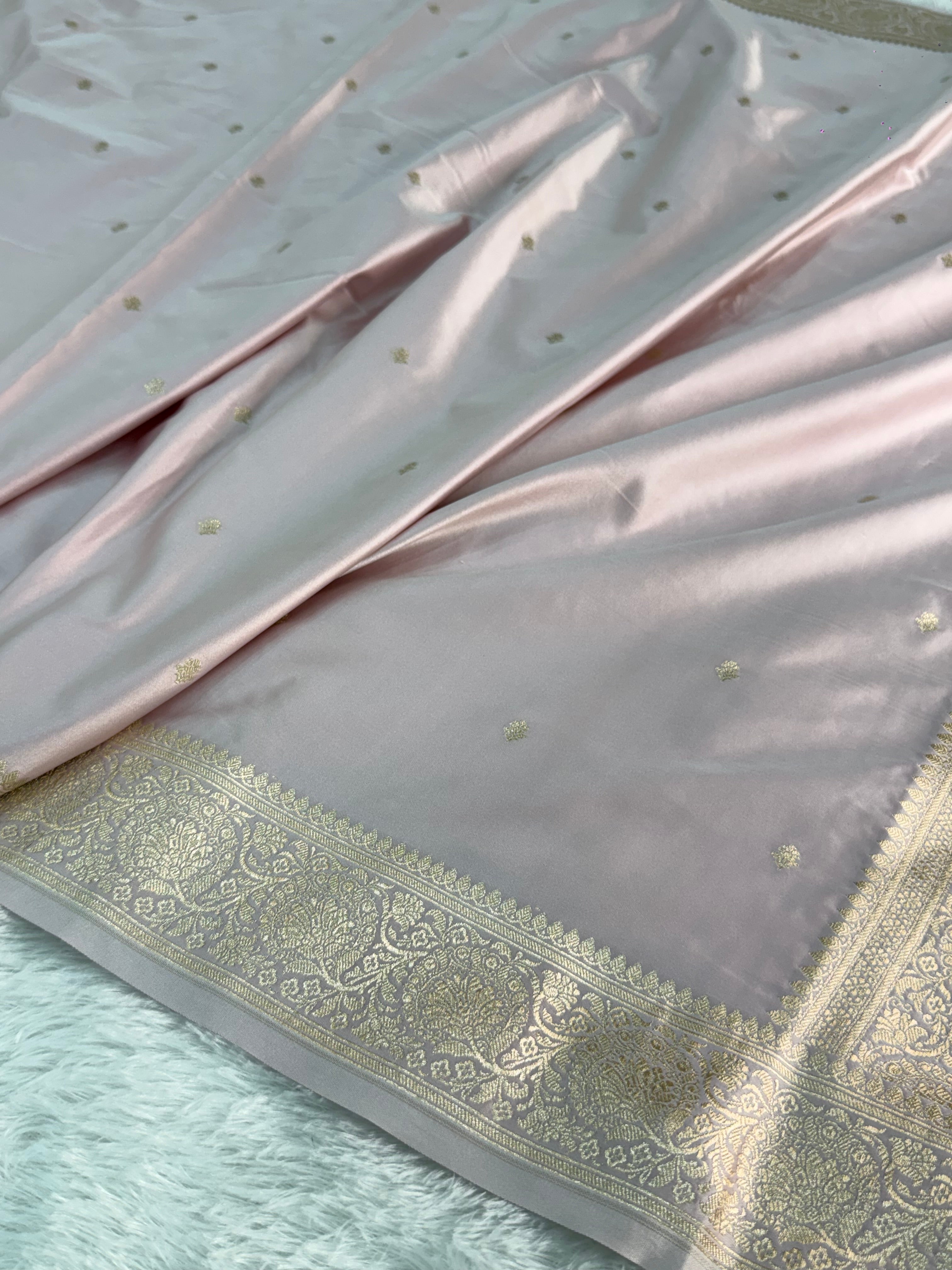 Mashru Silk BanarasiBorder Buti Saree in Baby Pink Color