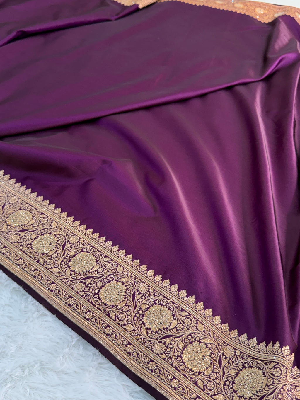 Mashru Bridal saree in Magenta color shade