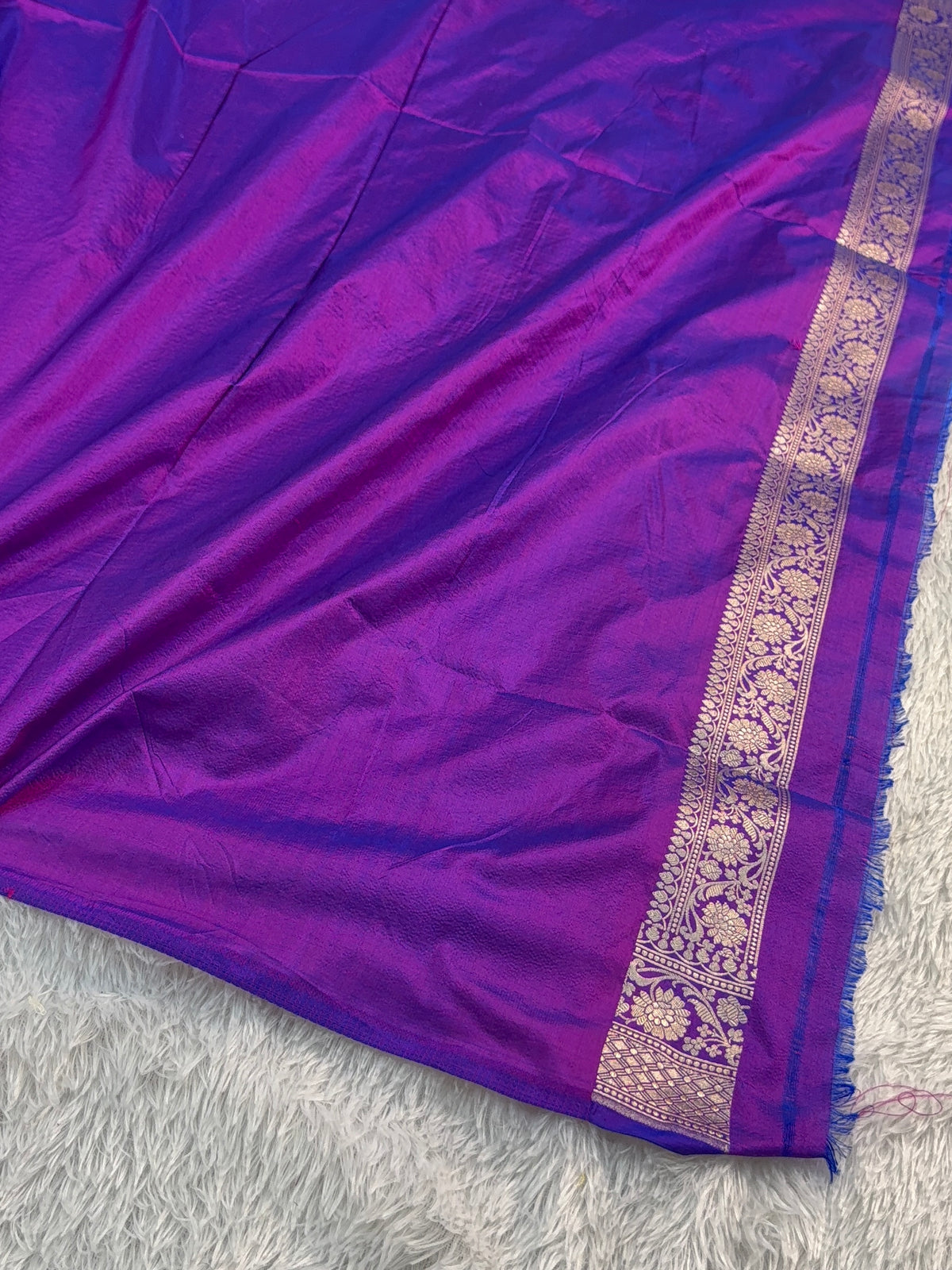 Banarasi Handloom pure katan silk saree with meenakari jaal design Royal Purple color