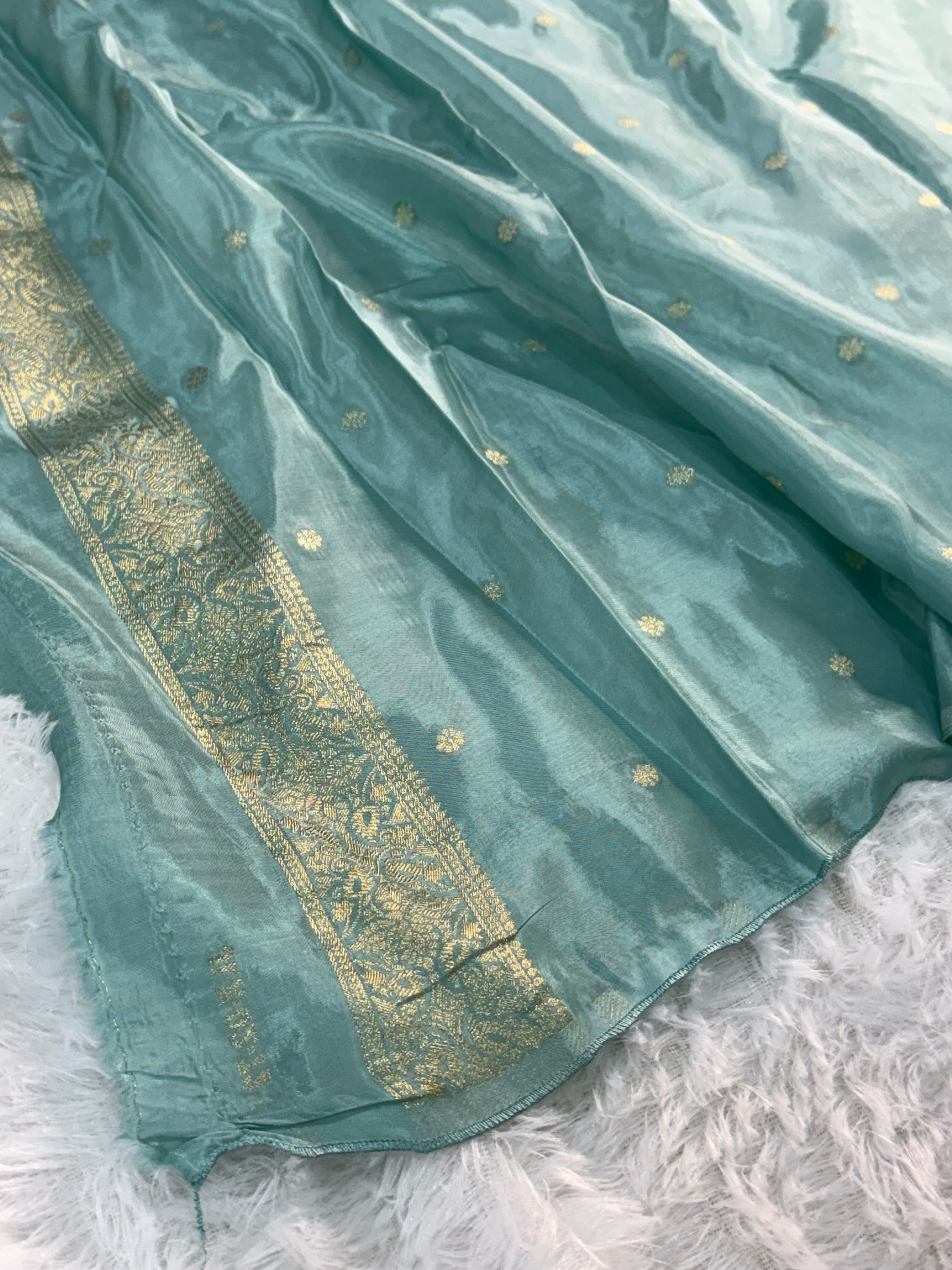 HO Silk saree in Light Pastel Blue Colour with Vertical Stripes design