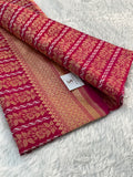 Banarasi Pure Katan Silk Saree Handloom Woven With Silver and Gold Zari Work In Vertical Floral Jaal Design Pattern In Deep Red Color