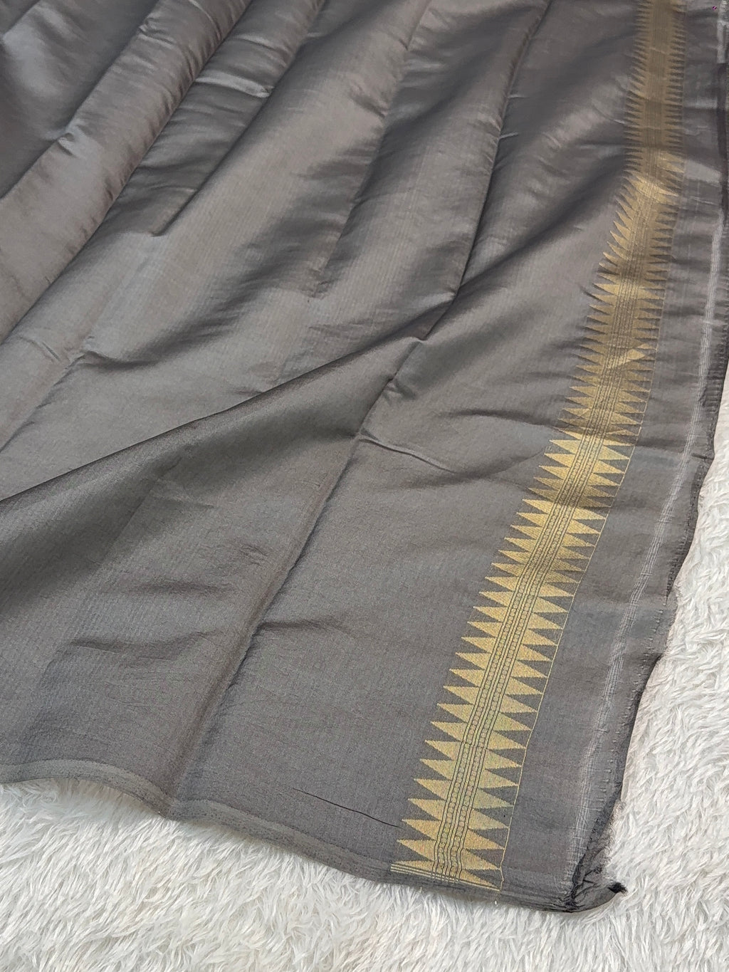 Pure Raw Mango Silk Saree with Meenakari Floral Buta Design in Grey Colour