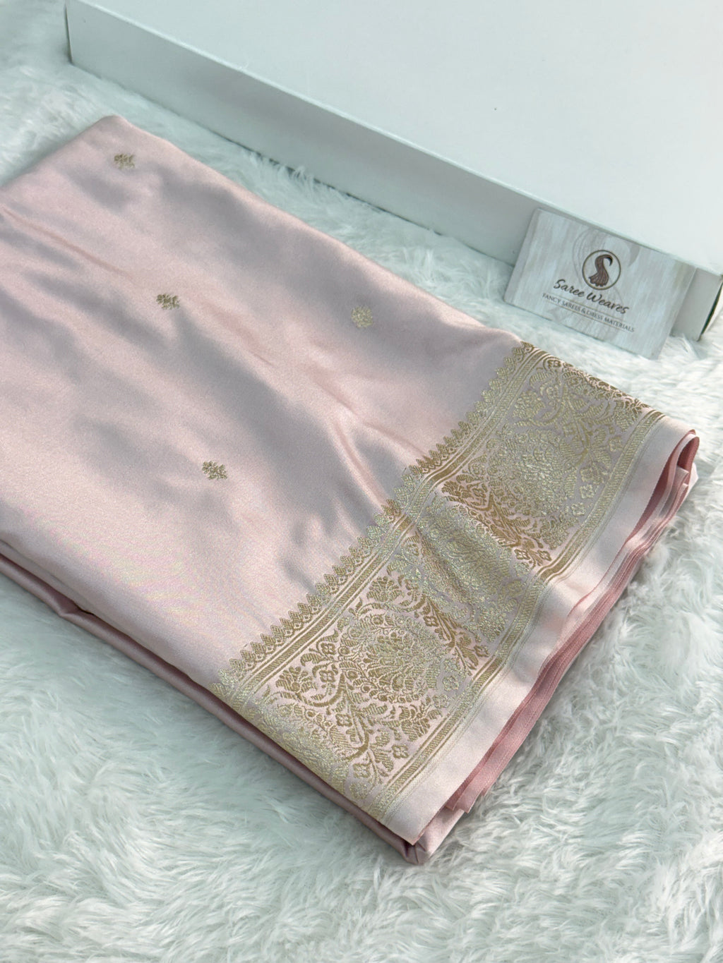 Mashru Silk BanarasiBorder Buti Saree in Baby Pink Color