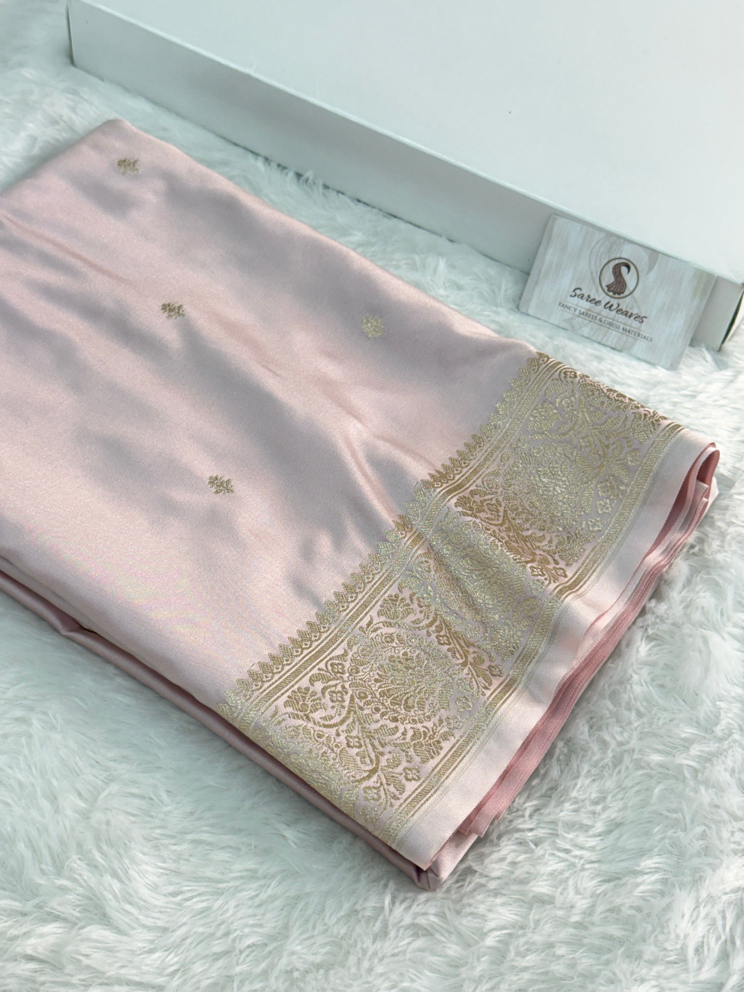 Mashru Silk BanarasiBorder Buti Saree in Baby Pink Color