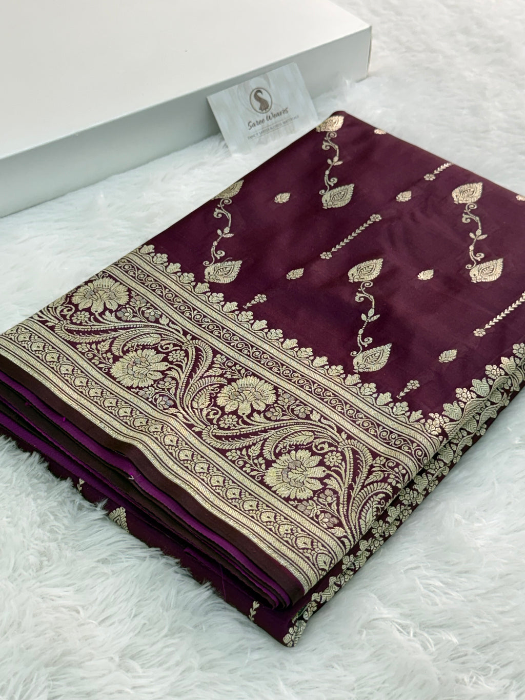 Banarasi Mashru Silk Saree Intricate Buti Design in majenta color