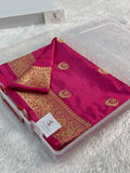 Banarasi Raw Mango Silk Saree in Chand Tara Design in Rani Color
