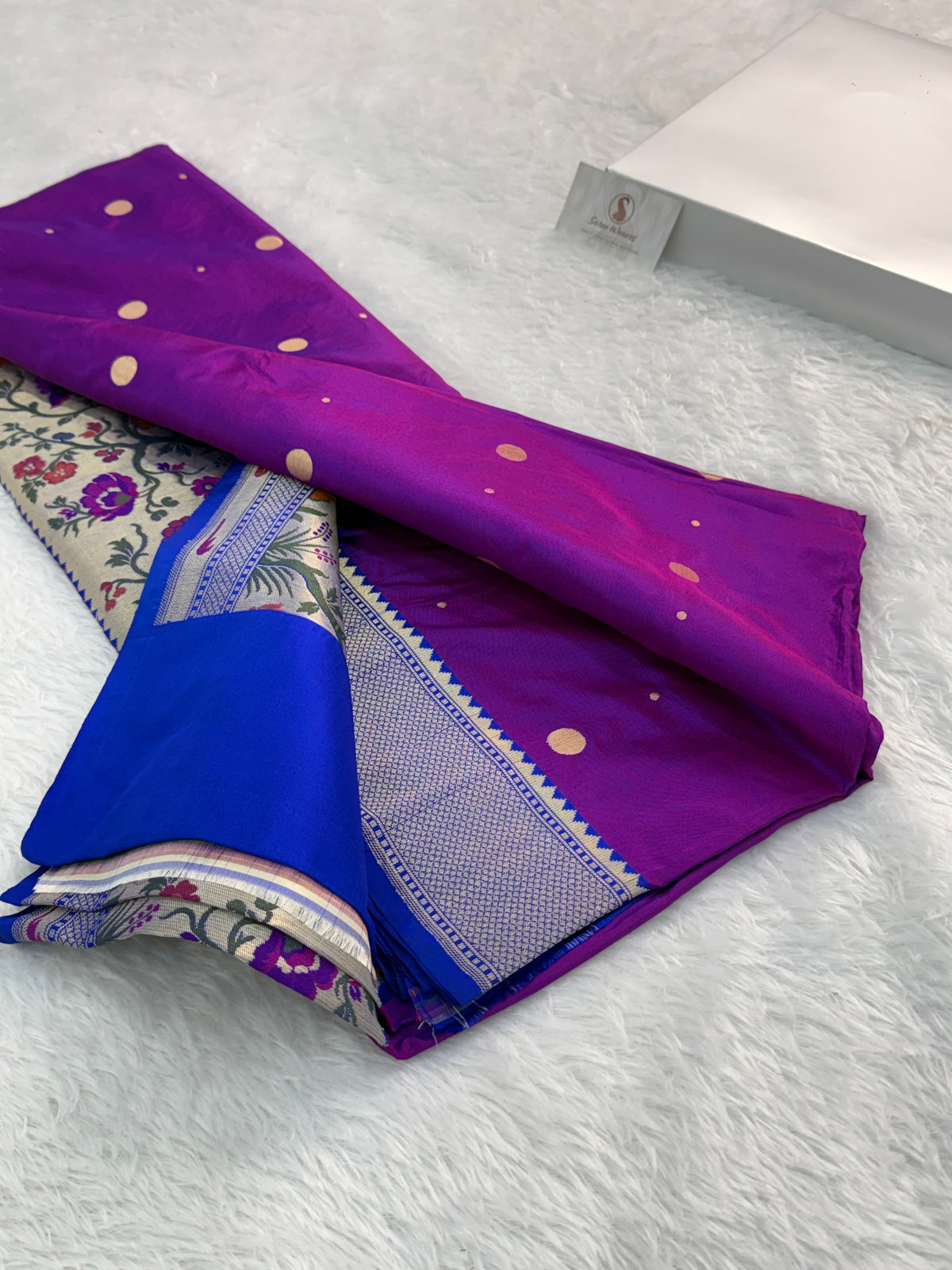 Banarasi pure katan silk saree with Paithnai meenakari jaal design in Majenta colour