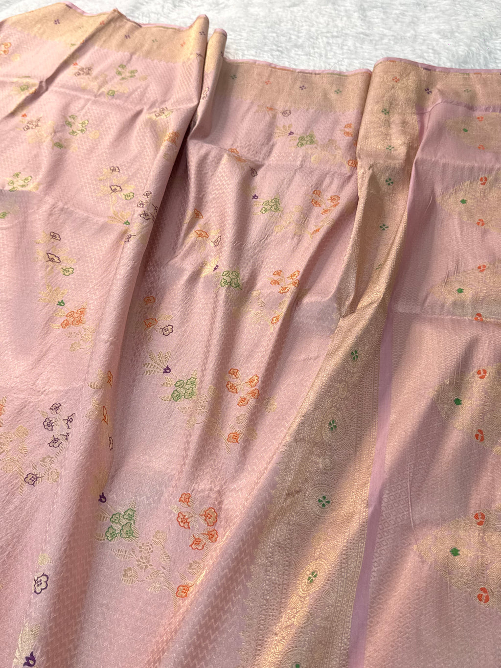 Banarasi pure katan silk saree with brocade meenakari jaal design in Light Dusty Pink colour
