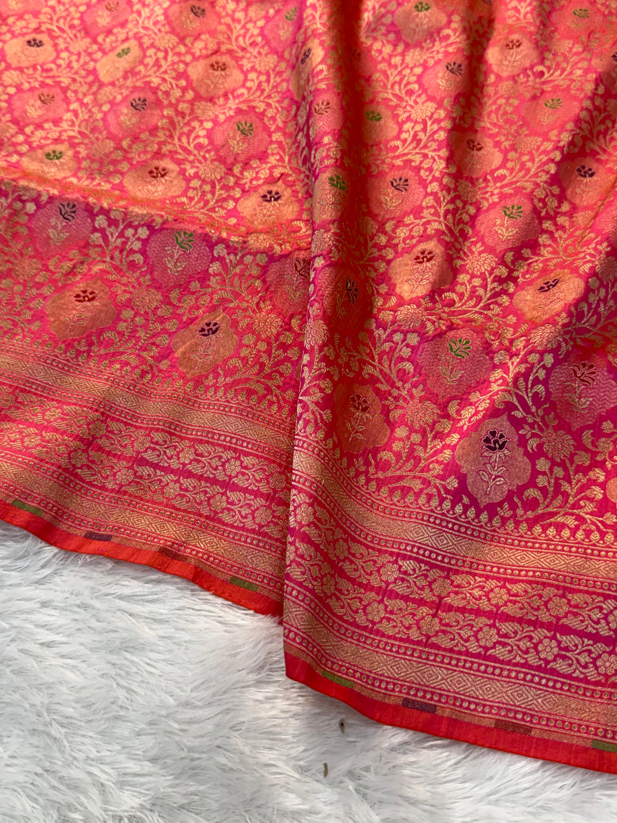 Banarasi pure katan silk saree with brocade meenakari jaal design in Wine colour