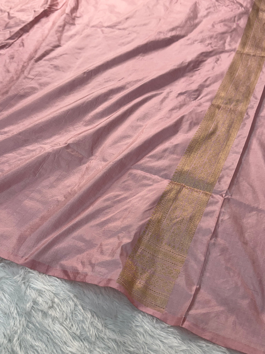 Banarasi pure katan silk saree with brocade meenakari jaal design in Light Pink colour