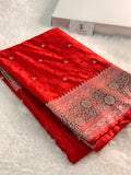 Banarasi Mashru Silk Saree with Tanchoi Jaal Weaving in Parriot Green color (Copy)
