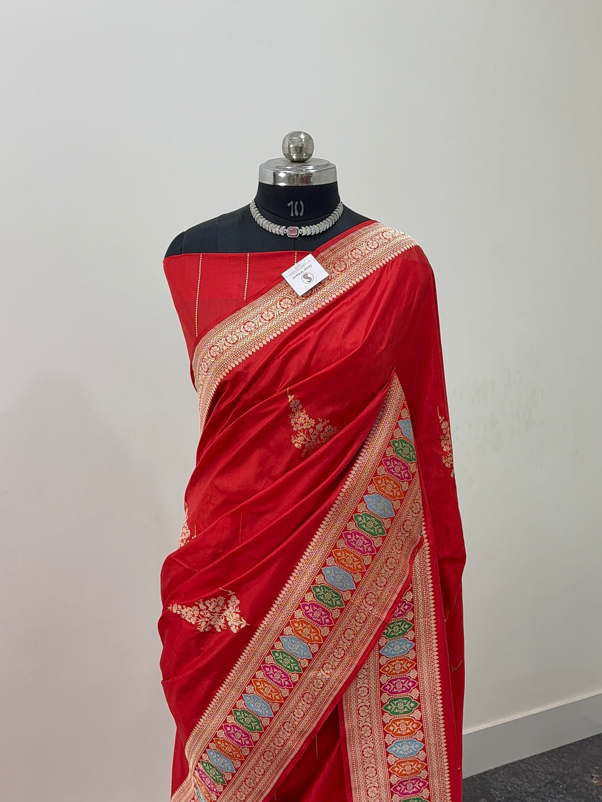 Handwoven Pure Katan Silk Saree in Large Motifs Design with Meenakari in high Percentage Zari Work in Red Colour