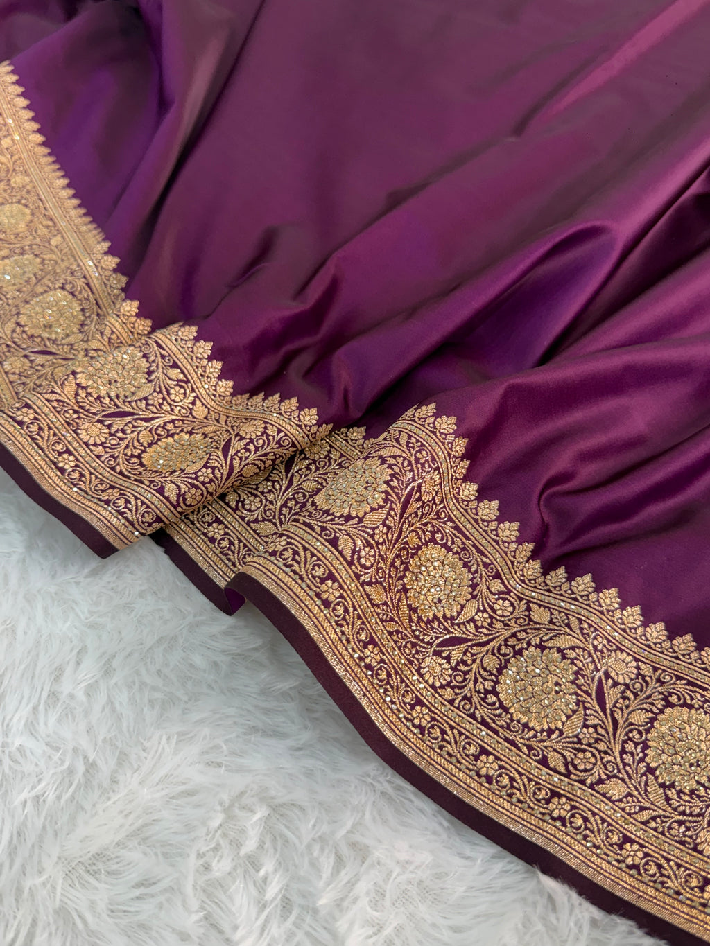 Mashru Bridal saree in Magenta color shade