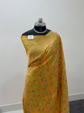 Pure Katan Silk Saree with Gold Zari And Meenakari Jaal Design in Yellow Colour
