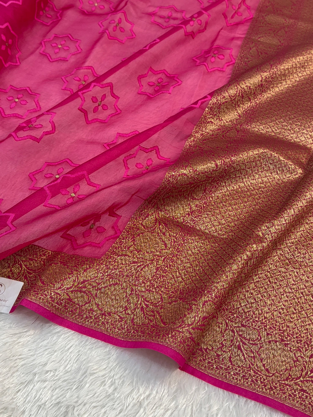 Pure Kora Silk Saree with Antique Zari weaving in Dusty Rose Colour