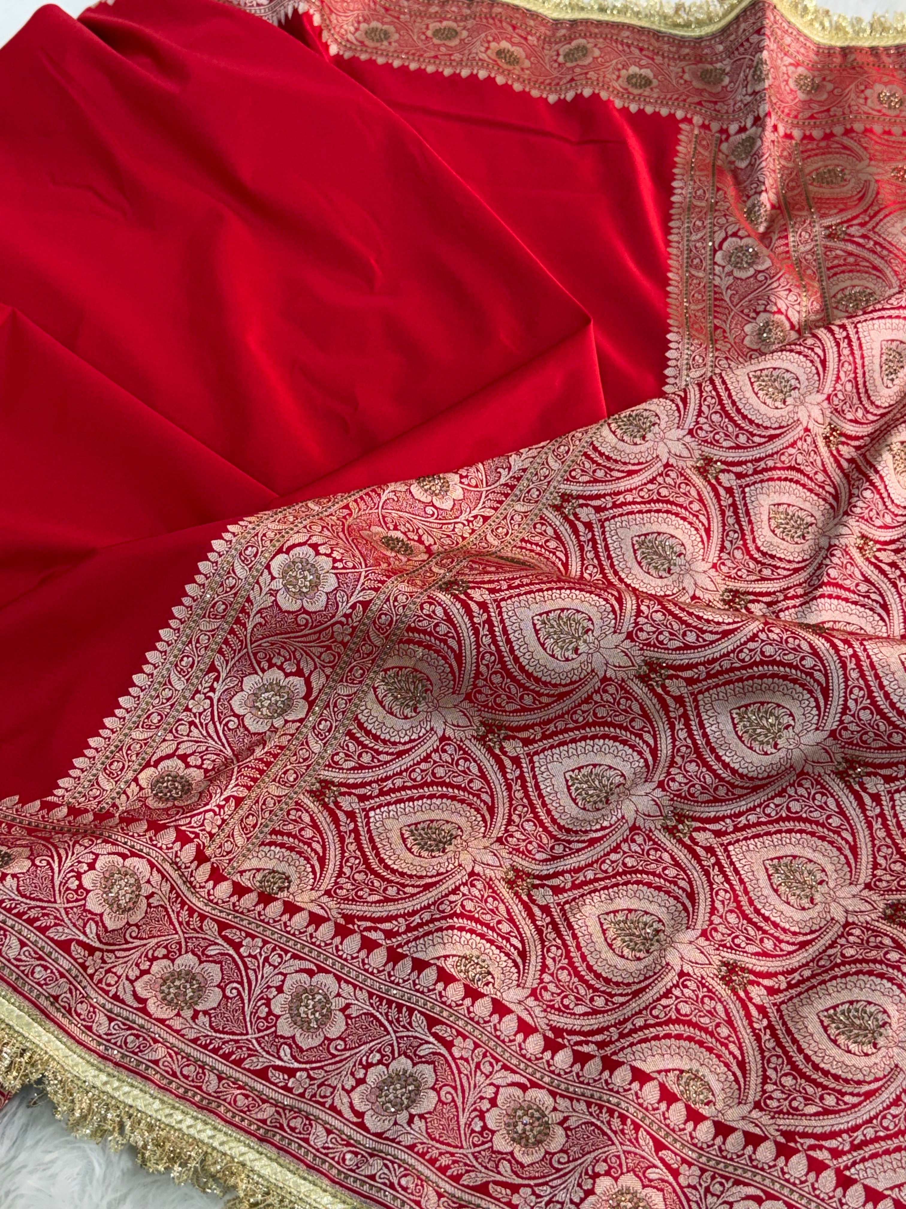 Bridal Mashru Silk Saree in Red Color Shade