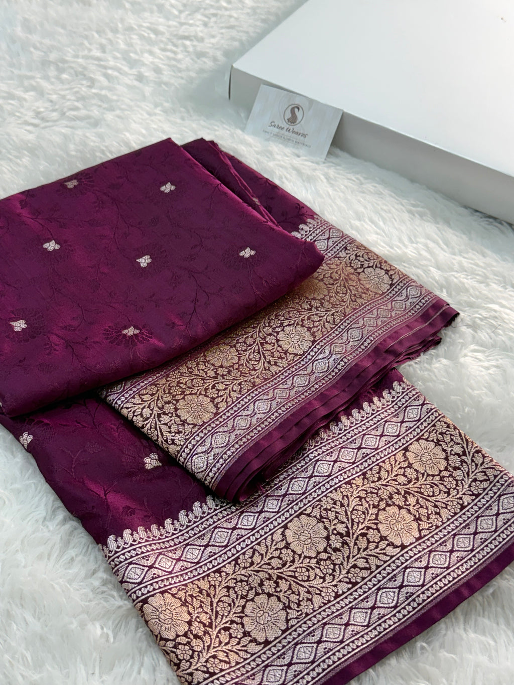 Banarasi Mashru Silk Saree with Tanchoi Jaal Weaving in Wine color