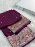 Banarasi Mashru Silk Saree with Tanchoi Jaal Weaving in Wine color