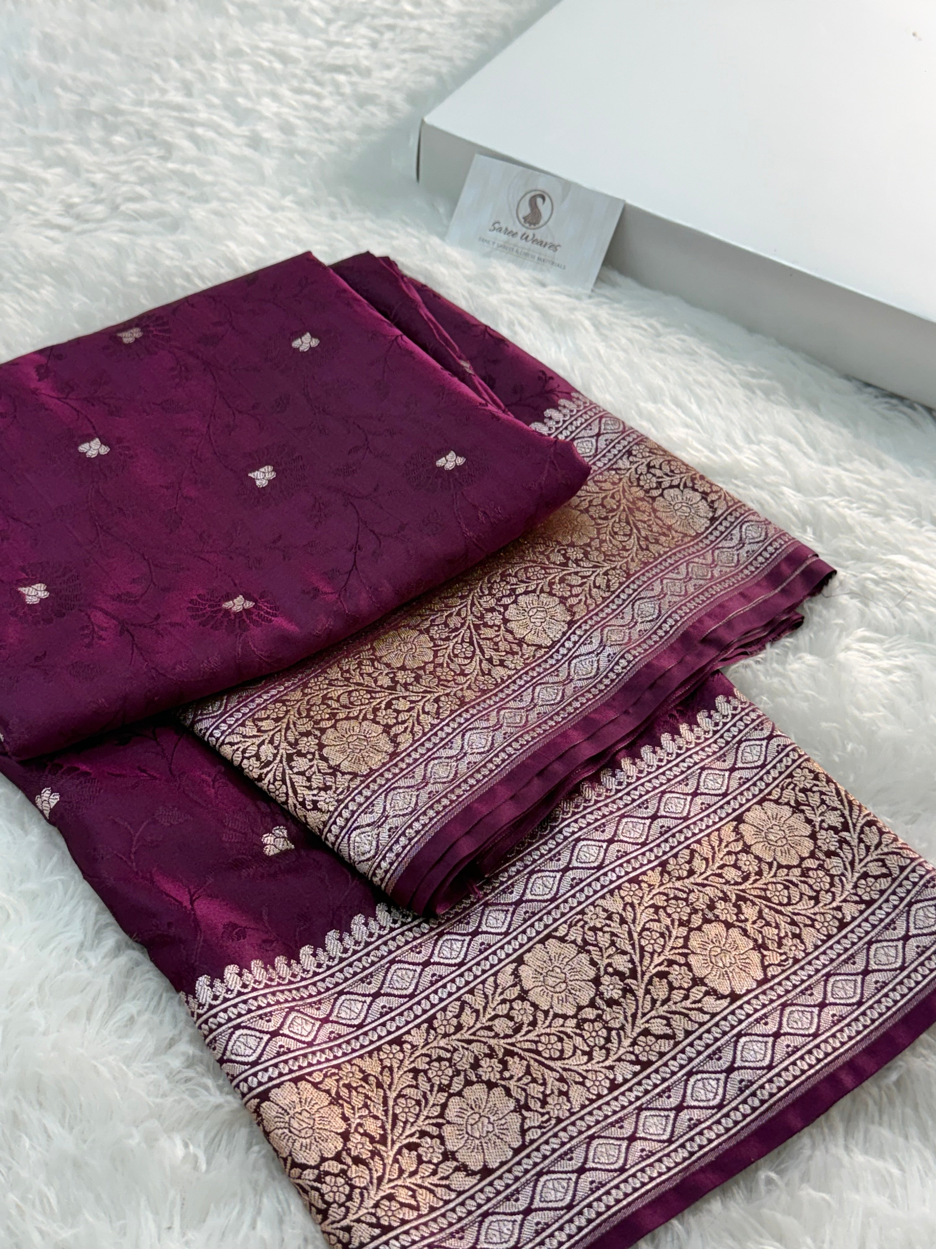 Banarasi Mashru Silk Saree with Tanchoi Jaal Weaving in Wine color