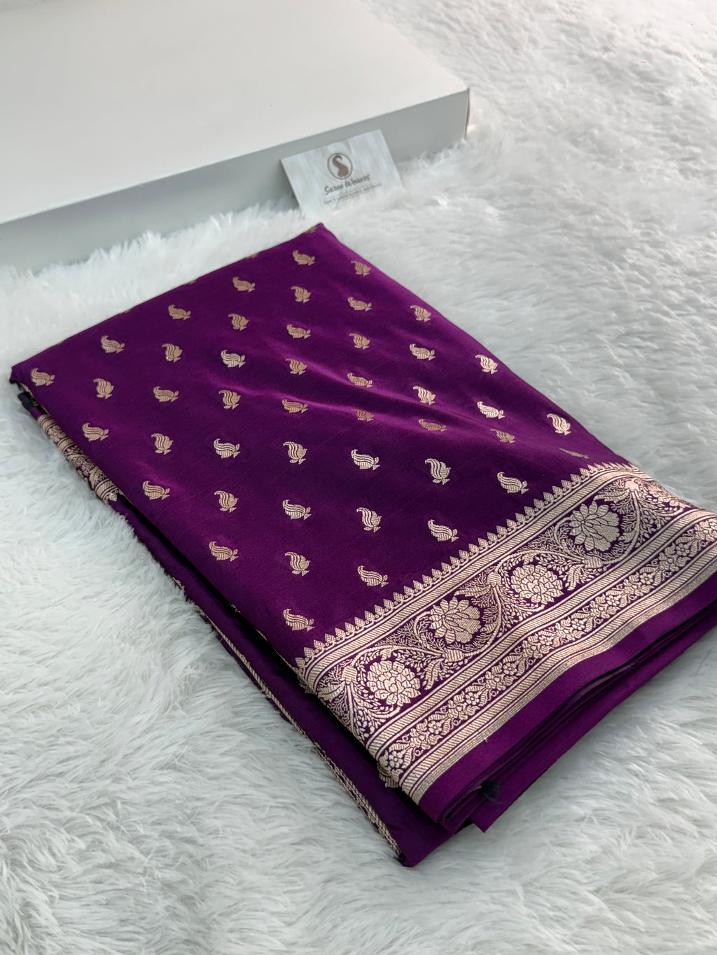 Banarasi Mashru Silk Saree Intricate Buti Design in majenta color