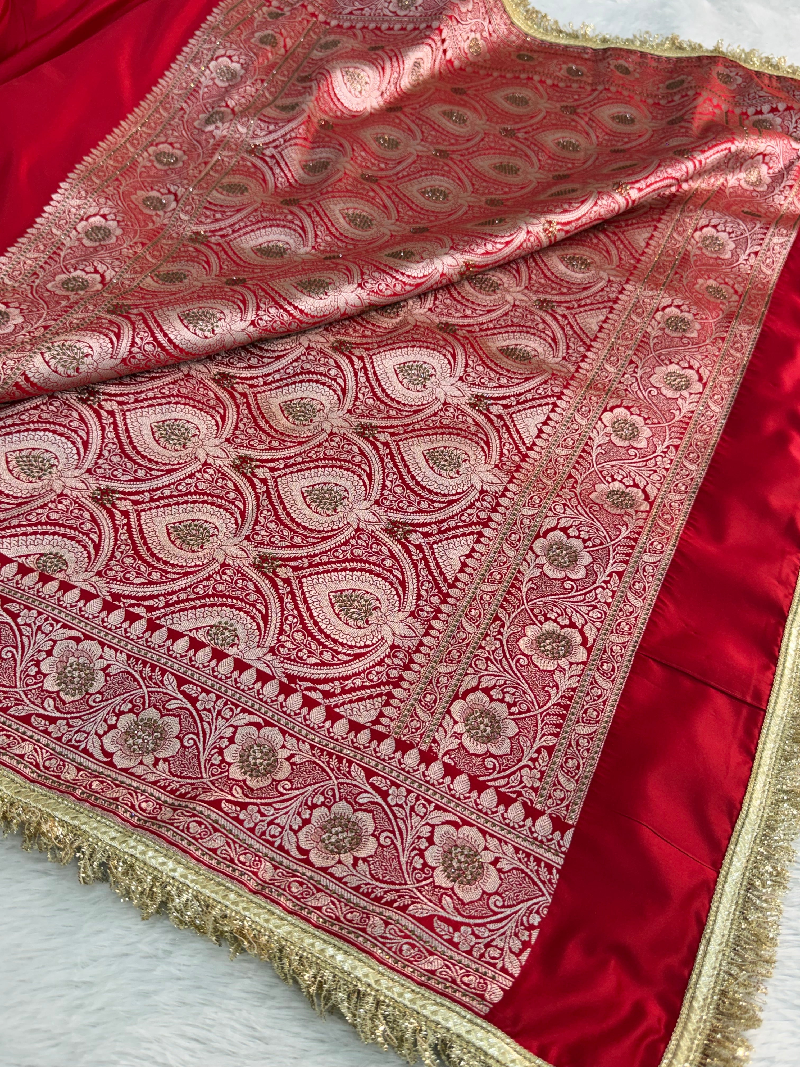 Bridal Mashru Silk Saree in Red Color Shade