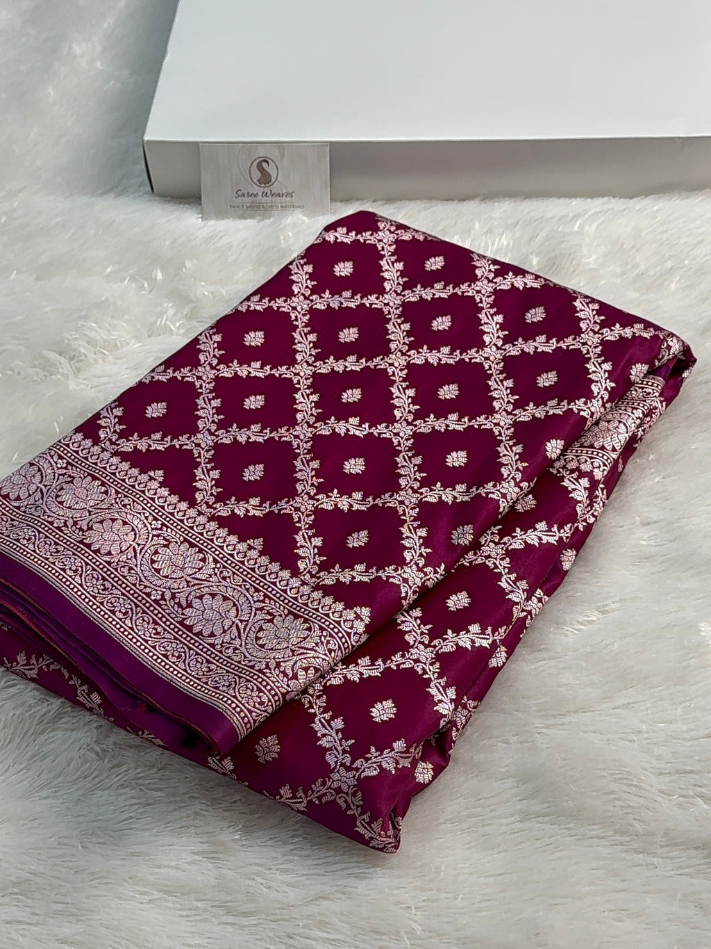 Banarasi mashru silk saree in chokdi design in Wine colour