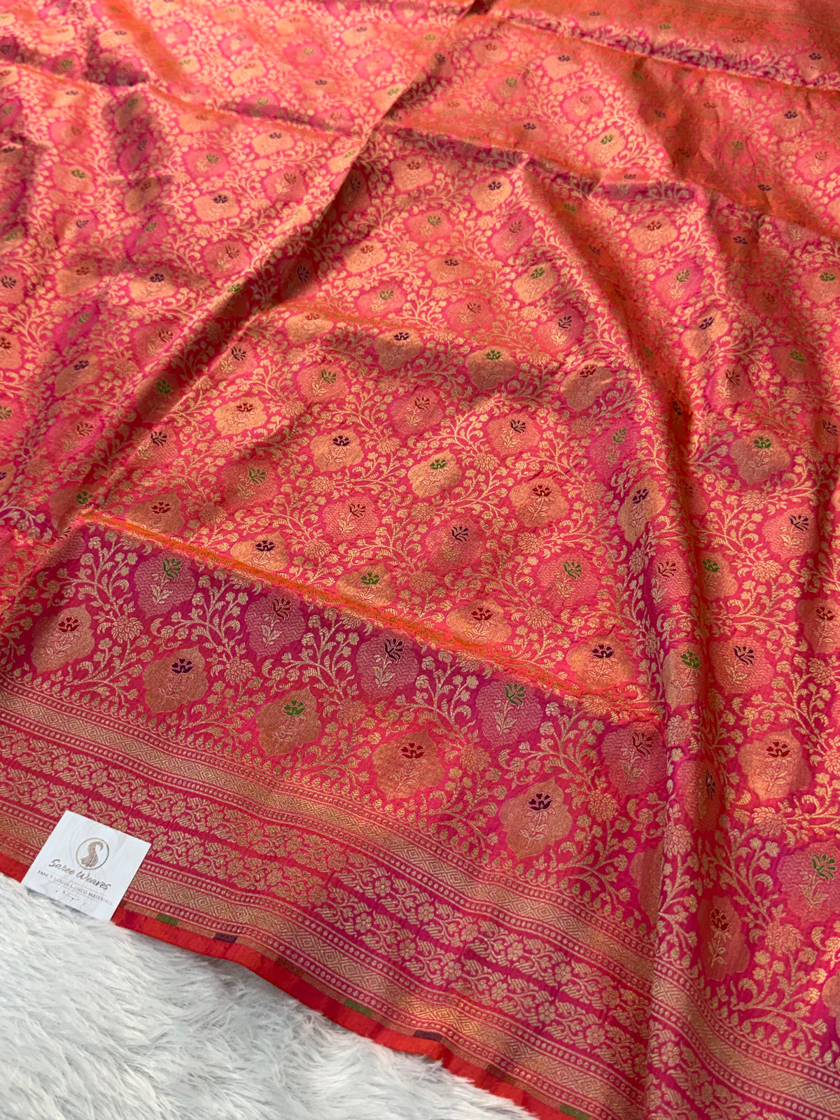 Banarasi pure katan silk saree with brocade meenakari jaal design in Wine colour