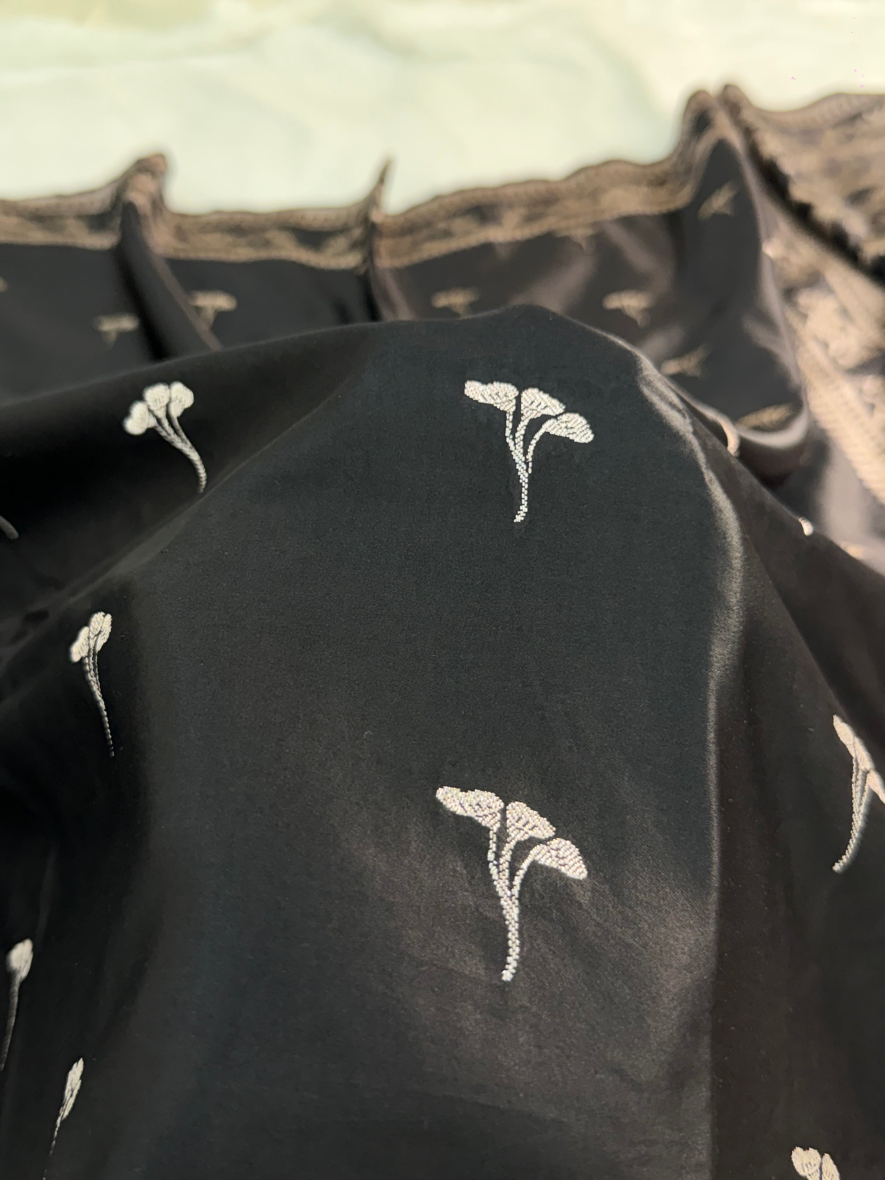 Banarasi Mashru Saree In buti design in black color