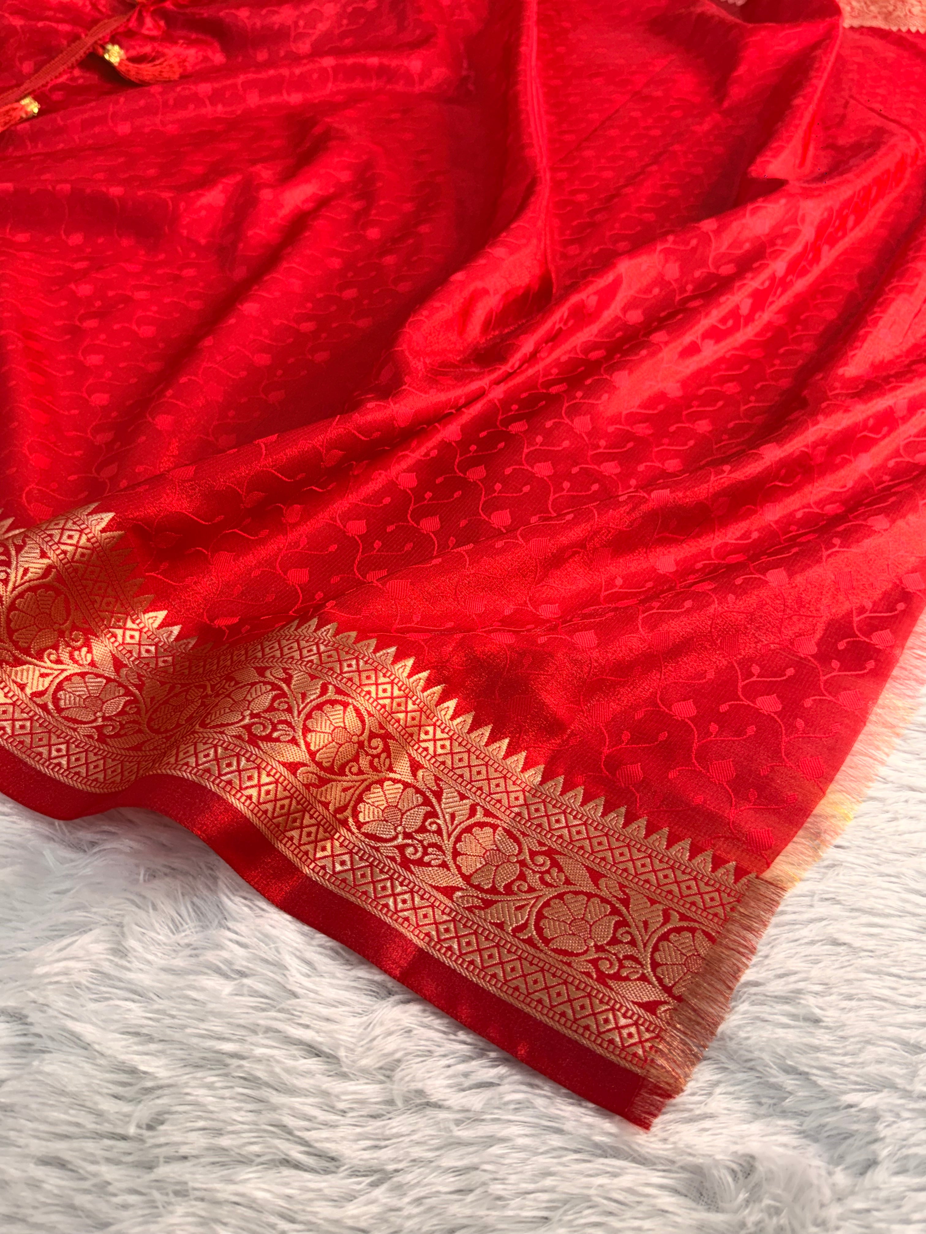 Banarasi satin silk saree in yellow color with tanchoi design all over the body