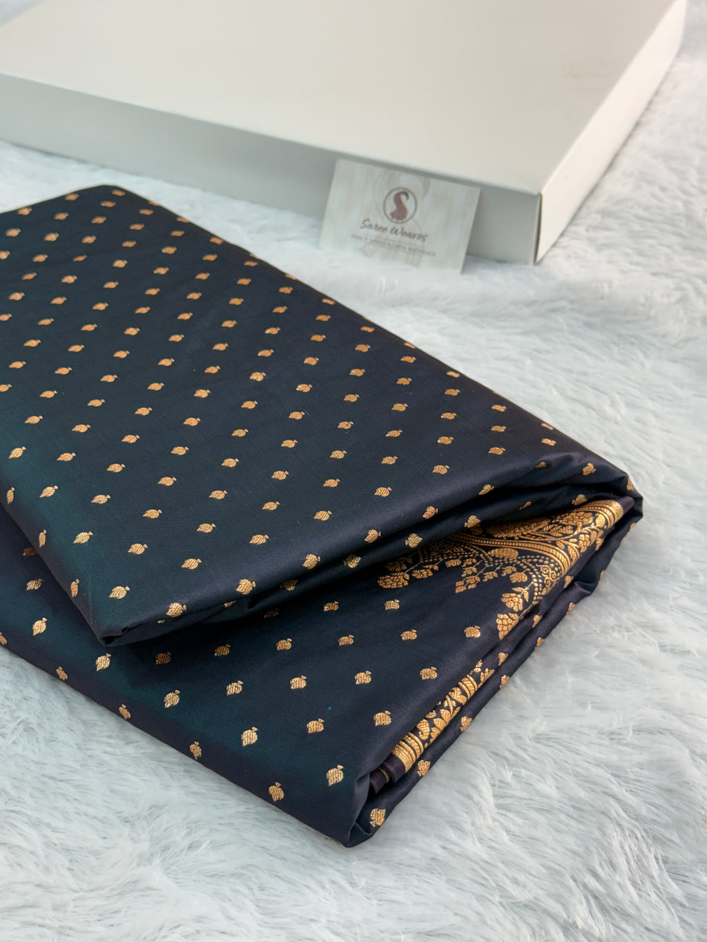 Mashru katan Silk Saree With Buti Design In peacock Colour