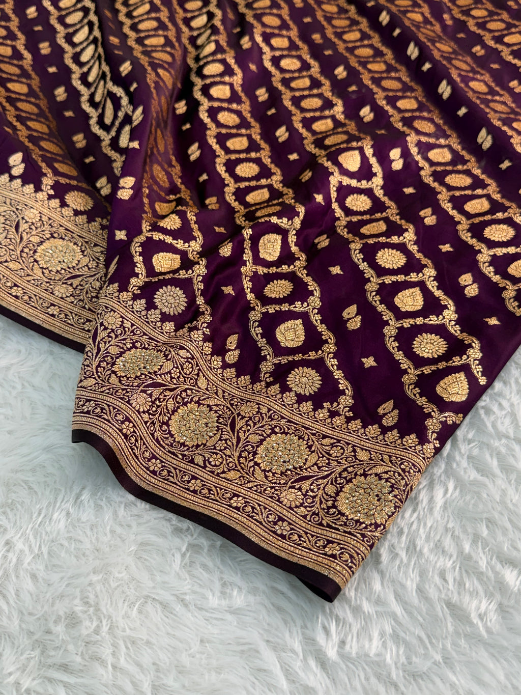 Mashru Bridal saree in Magenta color shade
