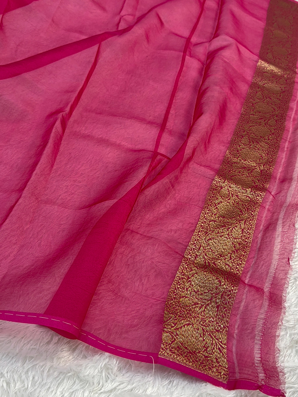 Pure Kora Silk Saree with Antique Zari weaving in Dusty Rose Colour
