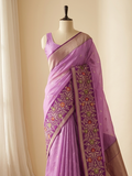 Banarasi Handwoven pure Kora Silk Saree in Motifs design With Saperatively Woven Katan Silk Border with Meenakari Jaal Design