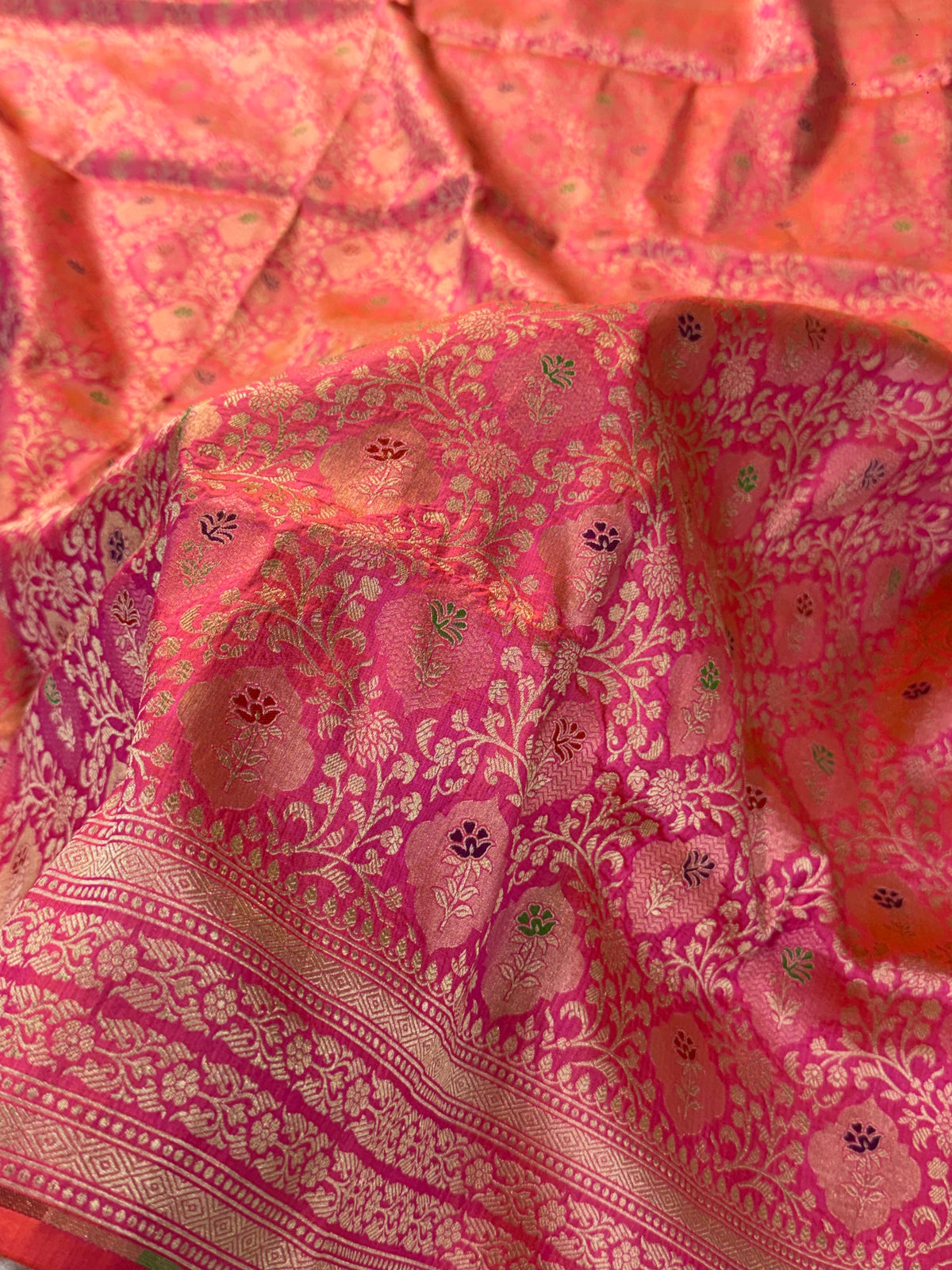 Banarasi pure katan silk saree with brocade meenakari jaal design in Wine colour