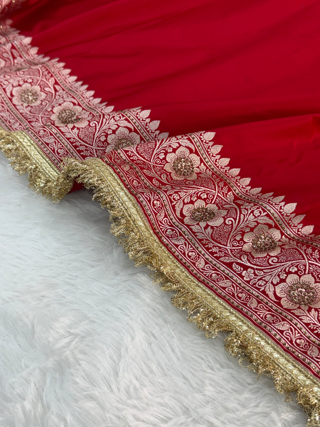 Bridal Mashru Silk Saree in Red Color Shade