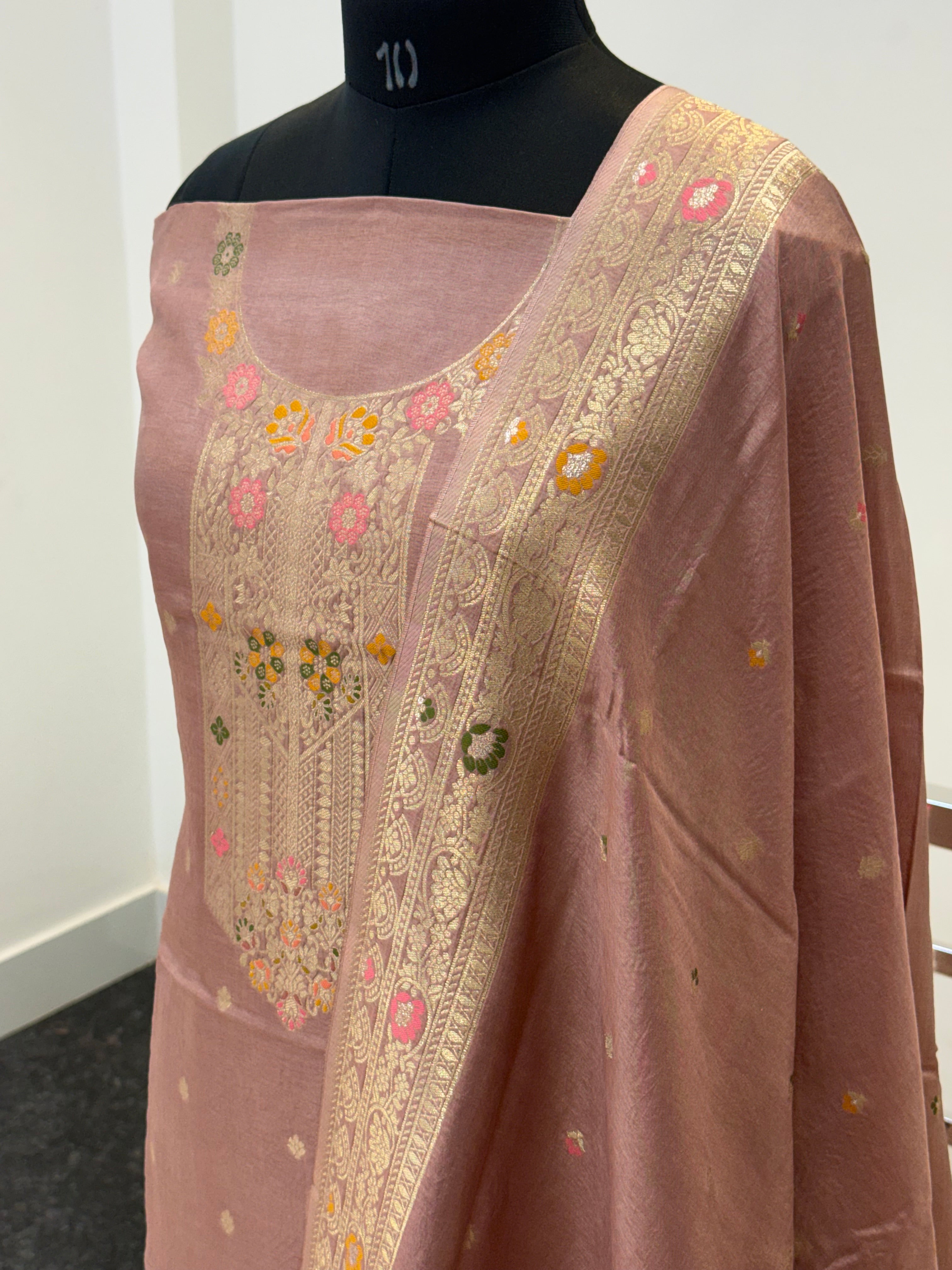 Pure Viscose Meenakari 3 piece Suit with Zari Work with Heavy Dupatta in color
