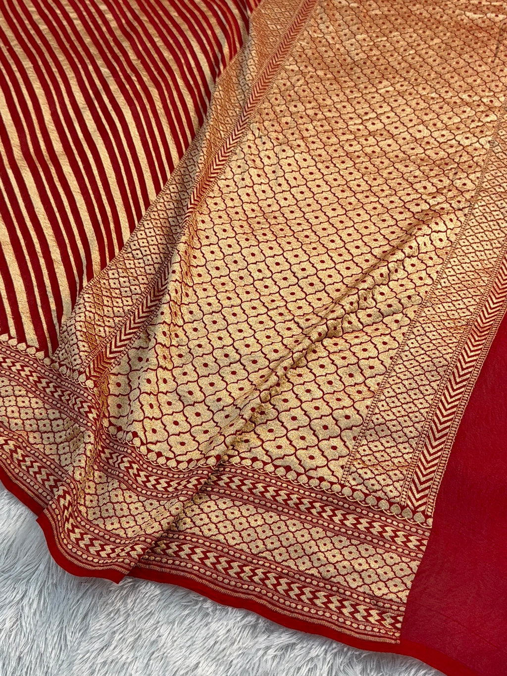 Banarasi Pure Khaddi Chiffon Saree in Aada Zari Design in Deep Maroon Colour