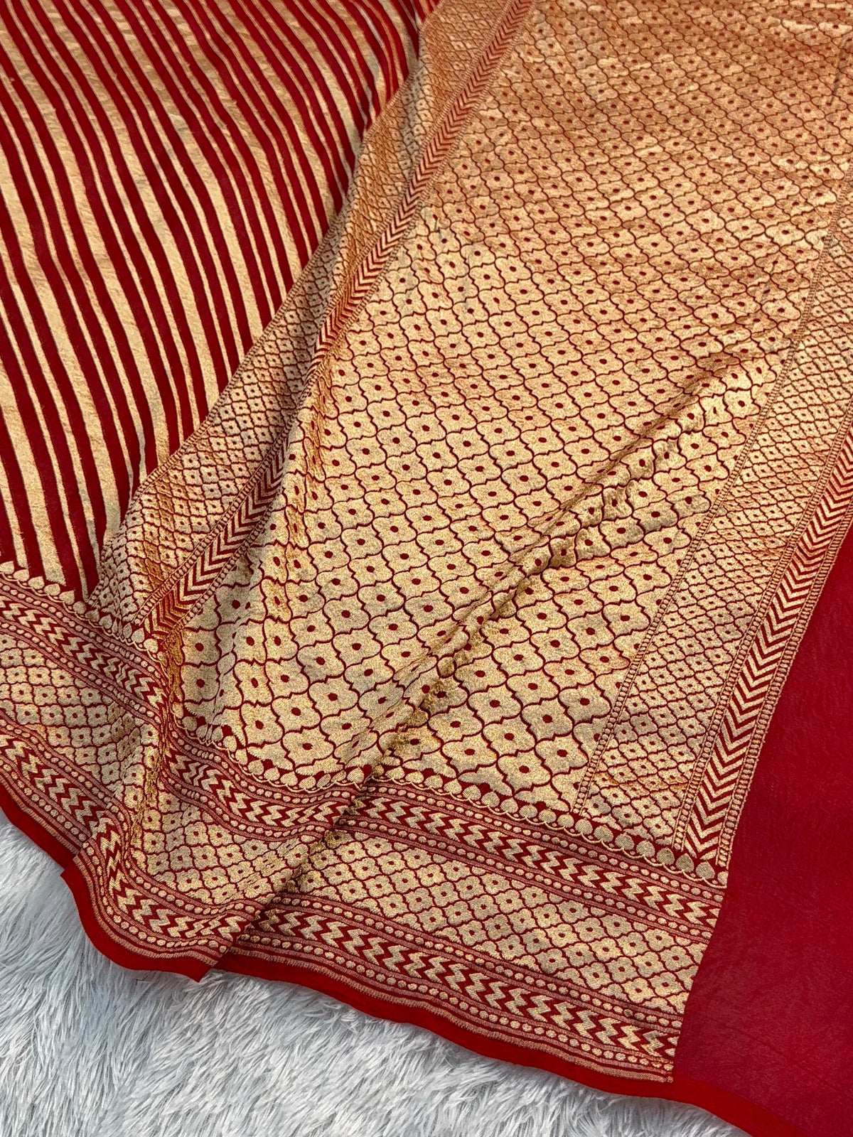 Banarasi Pure Khaddi Chiffon Saree in Aada Zari Design in Deep Maroon Colour