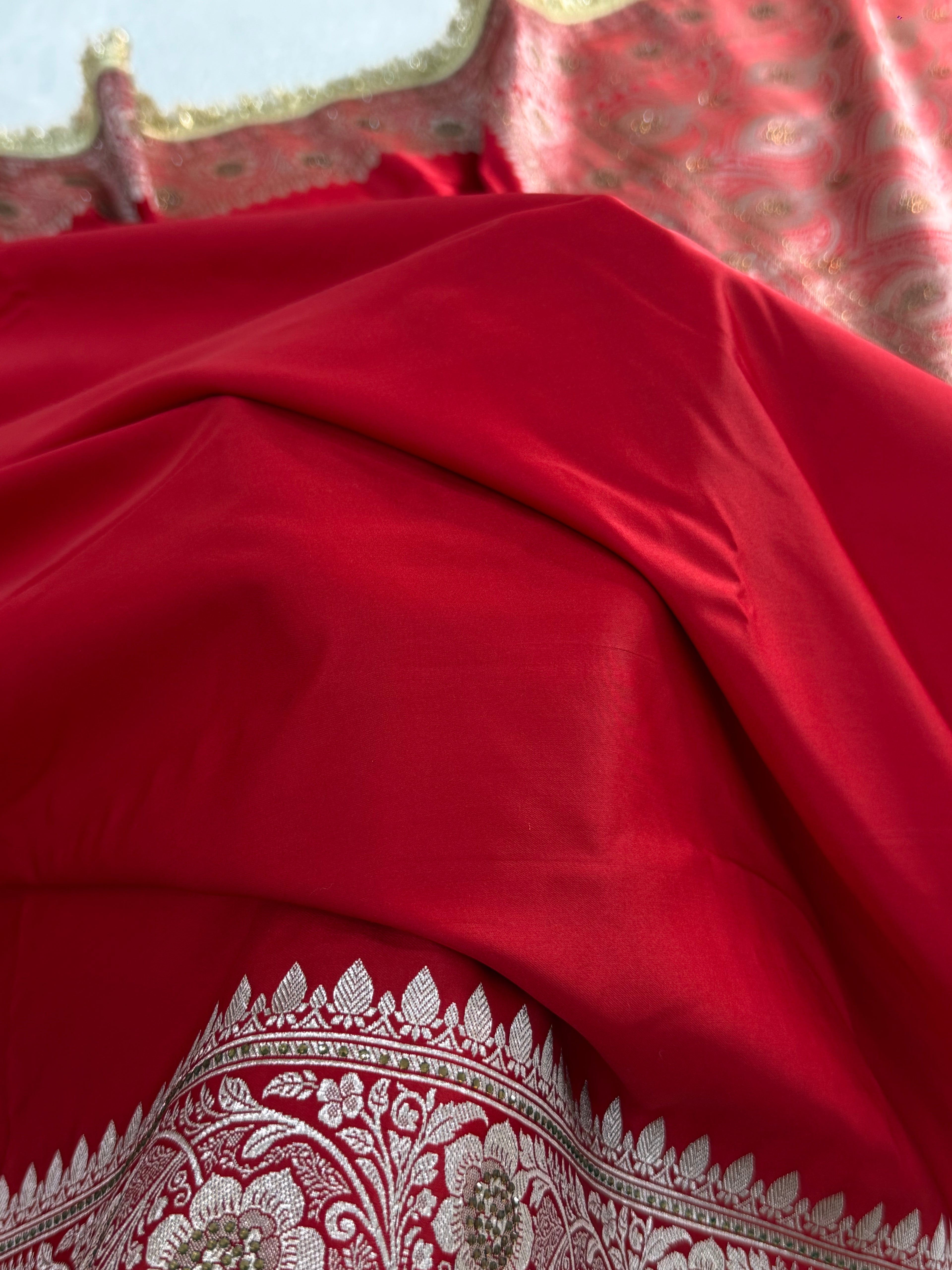 Bridal Mashru Silk Saree in Red Color Shade