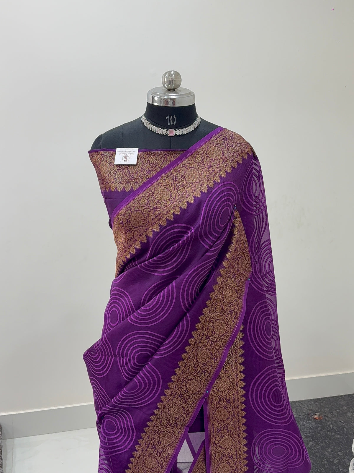 Pure Kora Silk Saree with Antique Zari weaving in Violet Colour